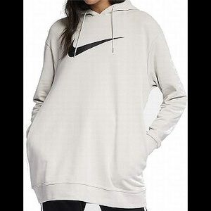 NIKE Women's W Nsw Swsh Os Ft Sweatshirt Hoodie Training Active Beige Size XL